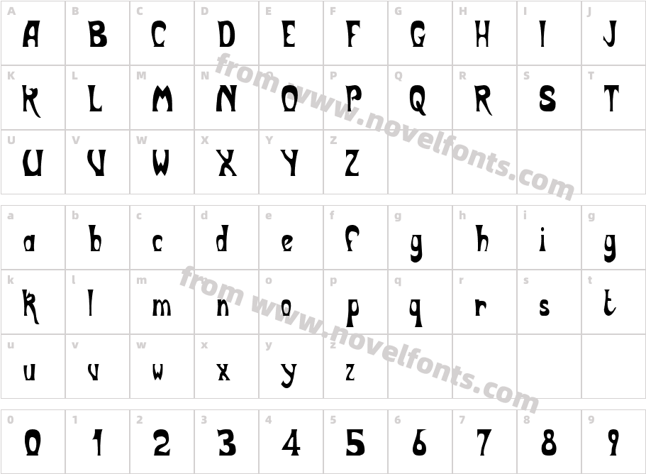 BodyShopCondensedCharacter Map