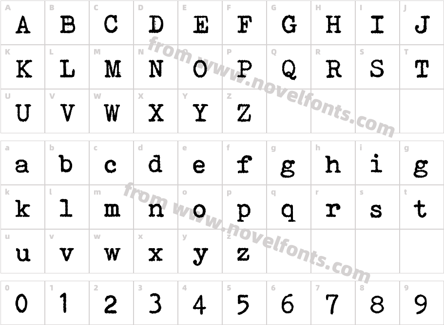 BohemiantypewriterCharacter Map