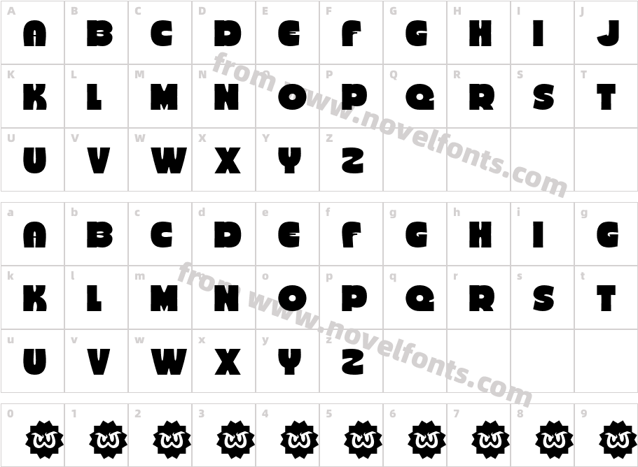 Bold Groove RegularCharacter Map