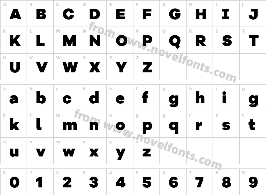 Bolgart DisplayCharacter Map