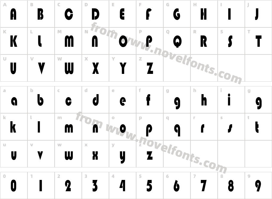 BongoBlackCondensedCharacter Map