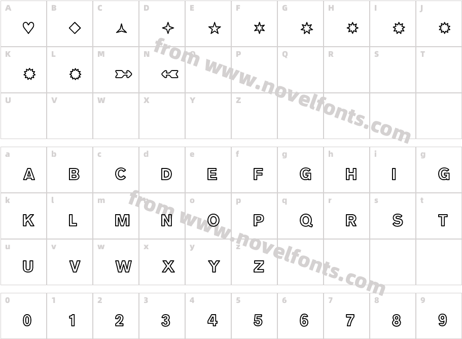 Boogie LT Std Outline 1Character Map