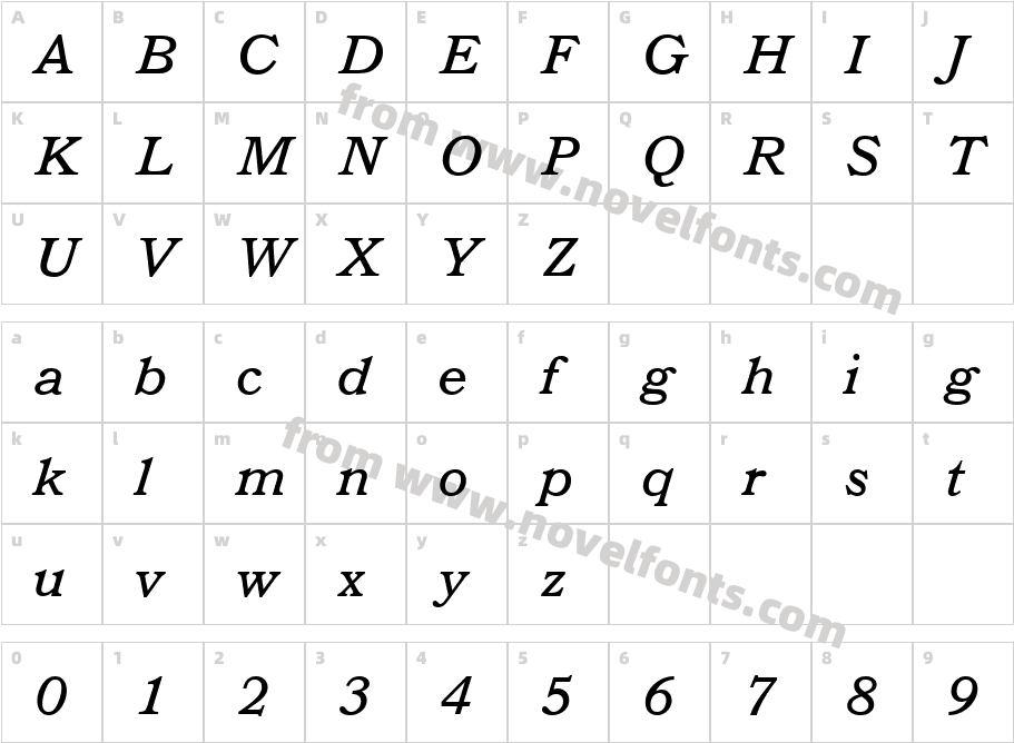 Bookman BTCharacter Map