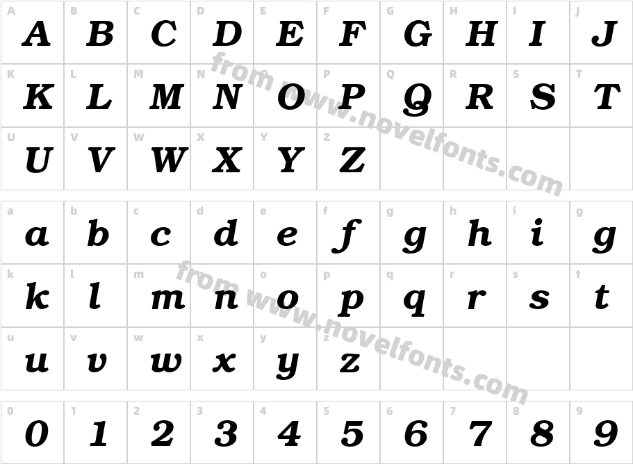 Bookman LT LightCharacter Map