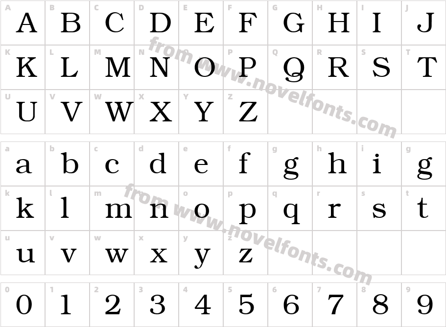 Bookman LightCharacter Map