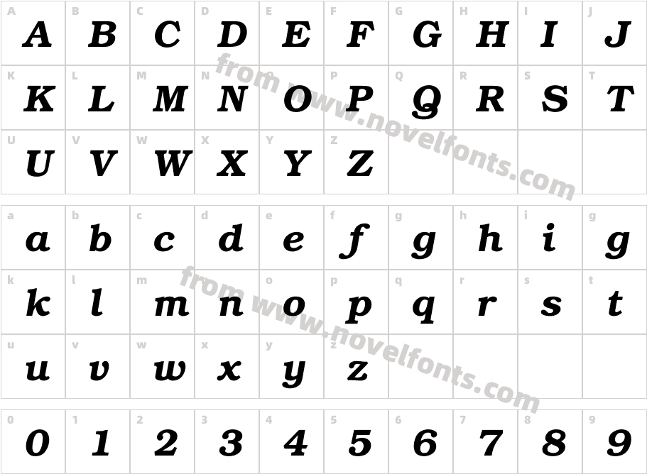 Bookman-DemiItalicCharacter Map