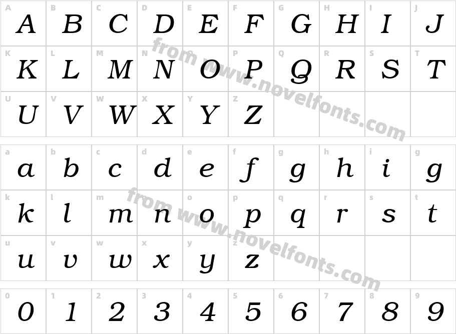 Bookman-RegularItalic_8038Character Map