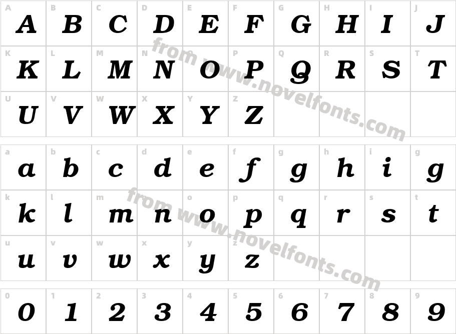 BookmanE-DemiItalicCharacter Map