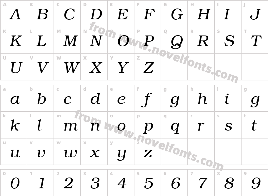 BookmanLT-LightItalicCharacter Map