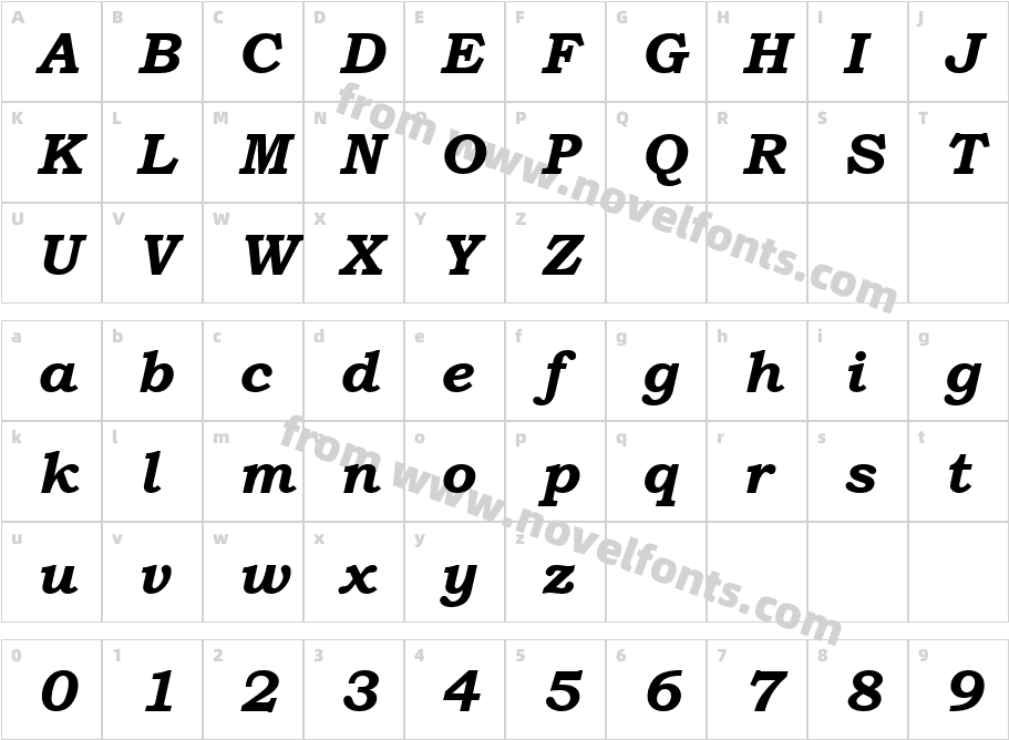 BookmanOldStyle-BoldItalicCharacter Map