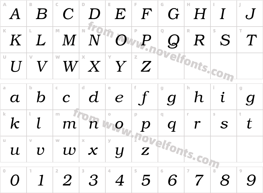 Bookman_Light_SSi_Light_ItalicCharacter Map