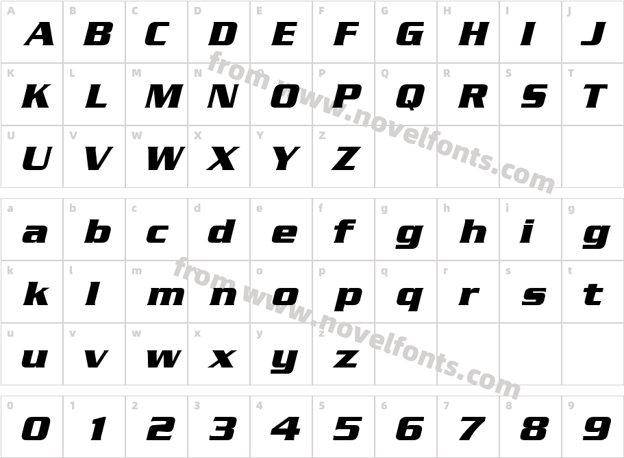 BoostSSK_Bold_ItalicCharacter Map