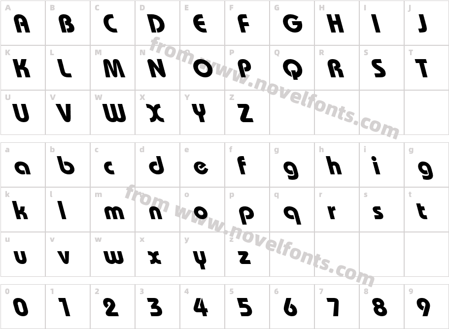 BordeauxBackslantBoldCharacter Map