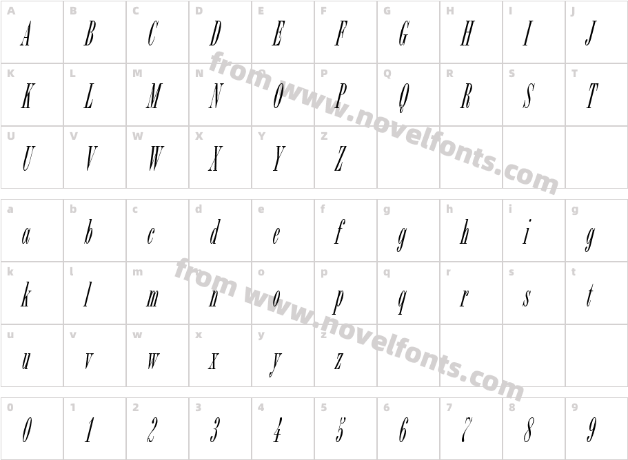 BordeauxDReg-Italic_8091Character Map