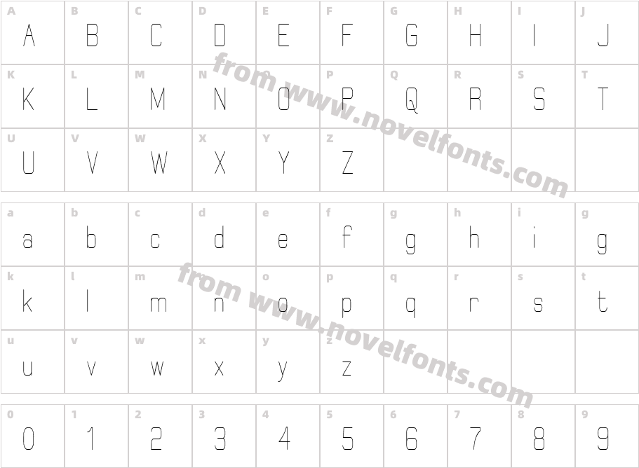 Elgethy CondensedCharacter Map