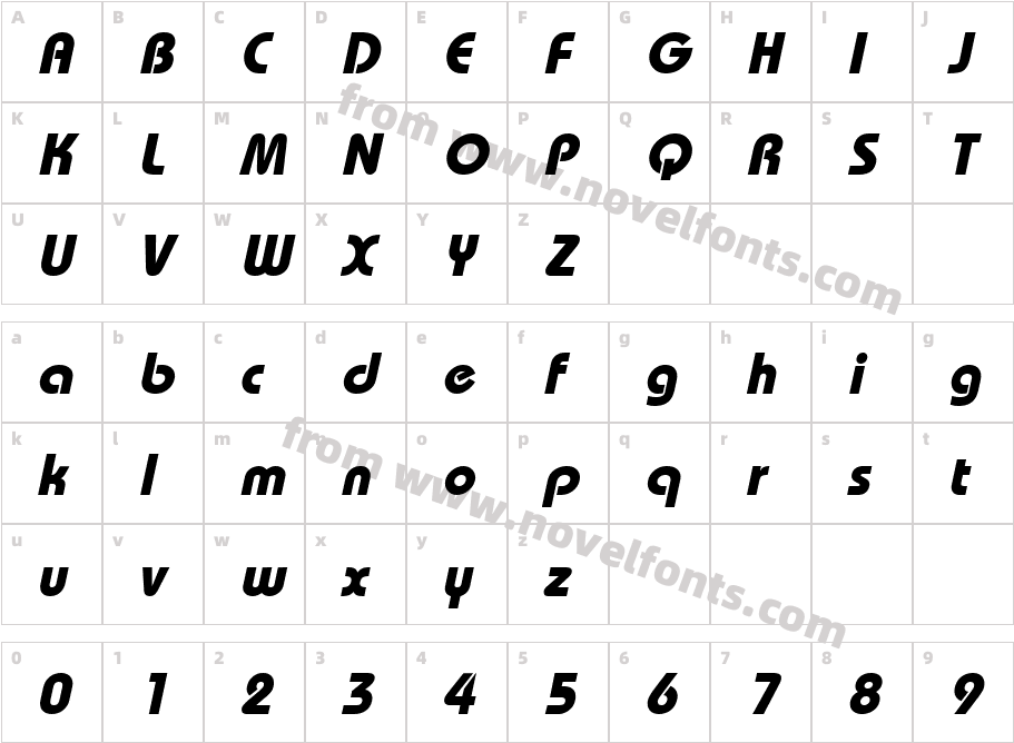 BordeauxHeavyItalicCharacter Map