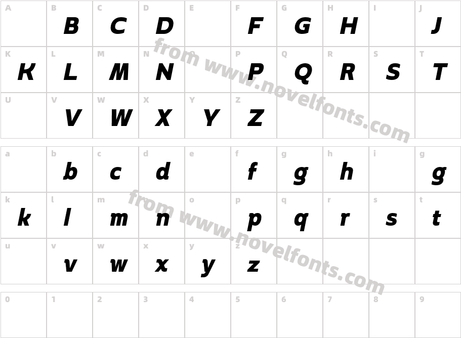 Boriboon DEMO ExtraBold ObliqueCharacter Map