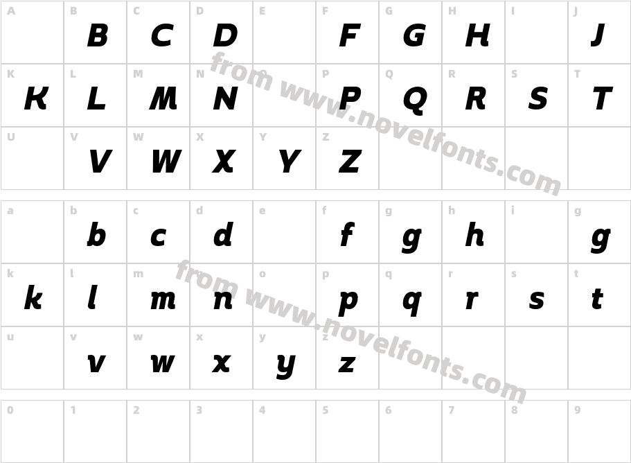 BoriboonDemoExtraboldItalic-w1nO6Character Map