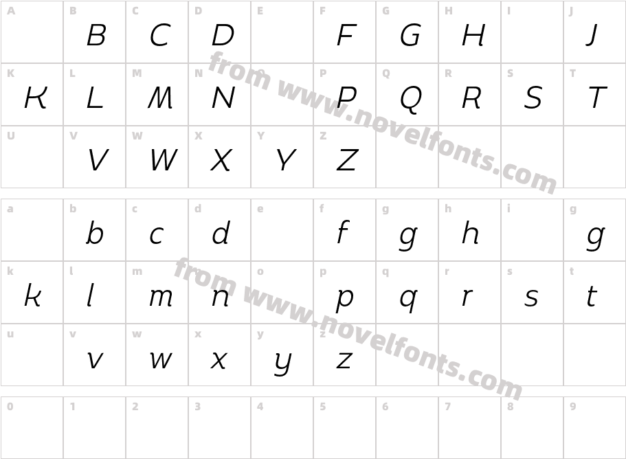 BoriboonDemoLightItalic-rgZpBCharacter Map