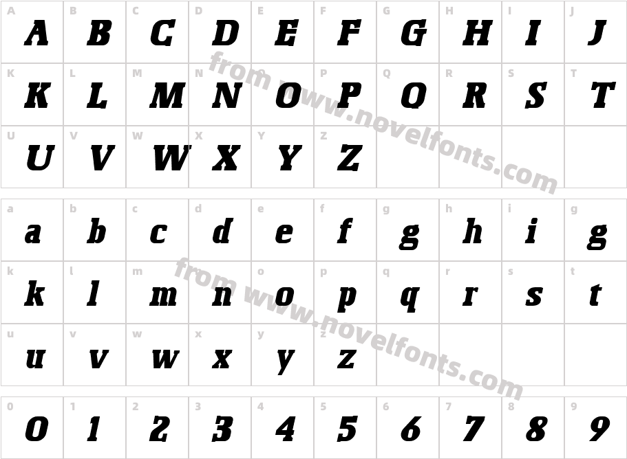 Bosko-ItalicCharacter Map