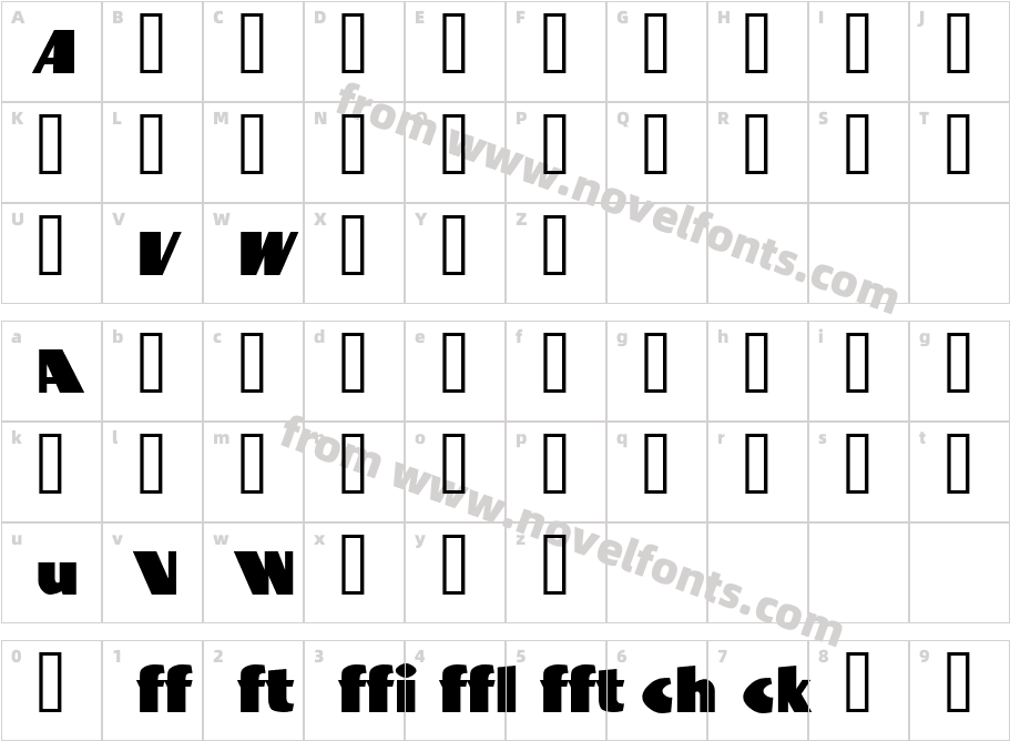 BottleKaps Profi CondensedCharacter Map