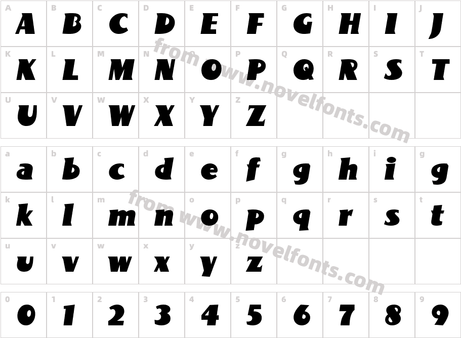 BottleKaps S CondItalicCharacter Map