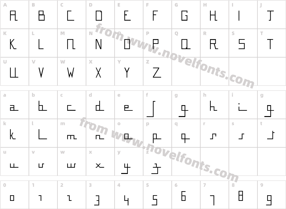 BousniCarre LT Std LightCharacter Map