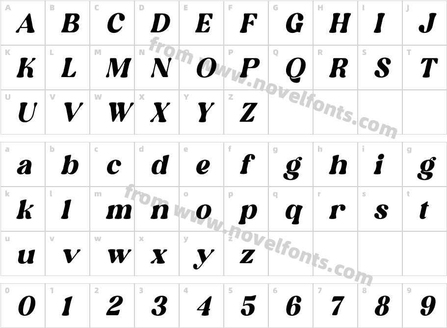 Elinga ItalicCharacter Map