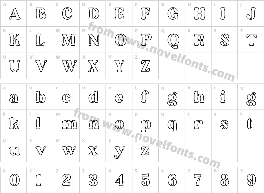 Elinga OutlineCharacter Map