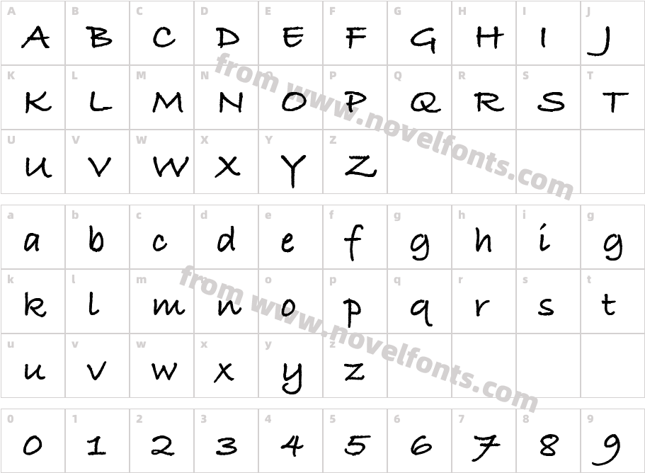 Bradley Hand ITC TTCharacter Map