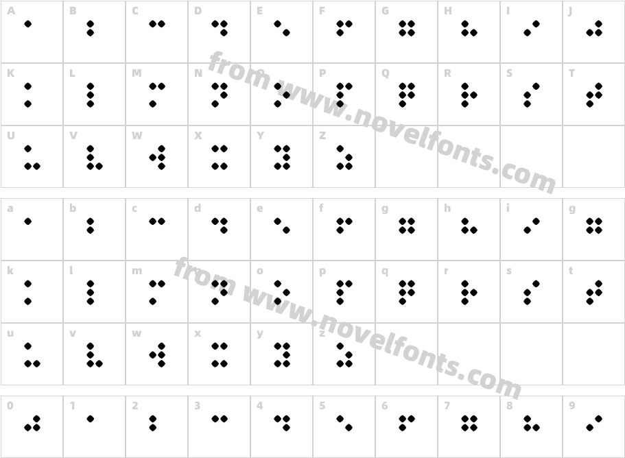 Braillenum-RegularCharacter Map