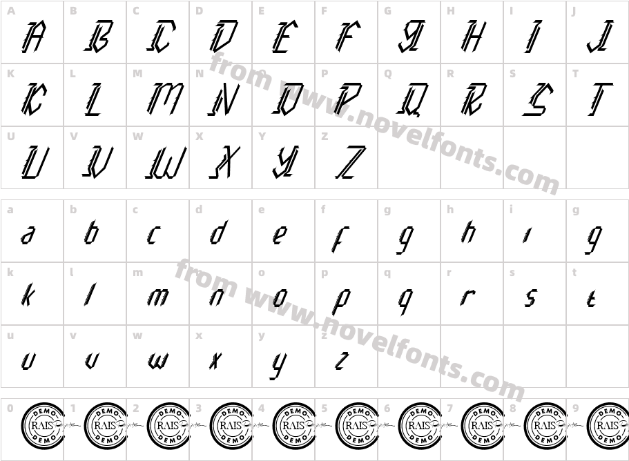 Brainpower Demo ItalicCharacter Map