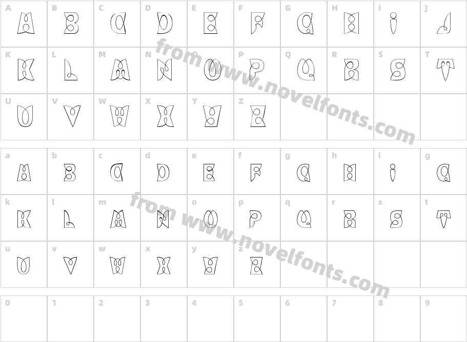 BrashCapsOutlineCharacter Map