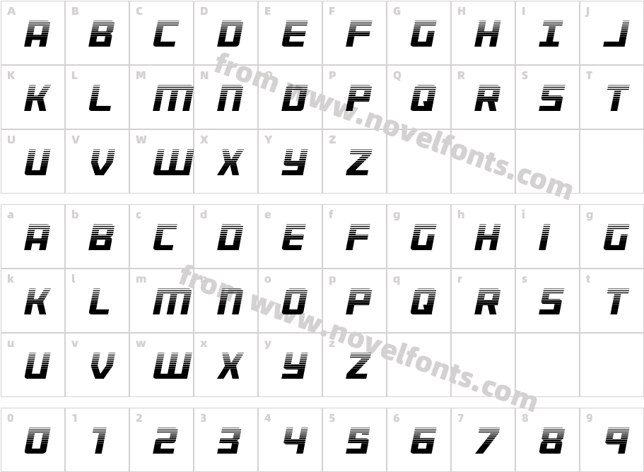 Brave Phoenix Halftone ItalicCharacter Map