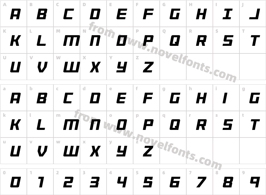 Brave Phoenix ItalicCharacter Map