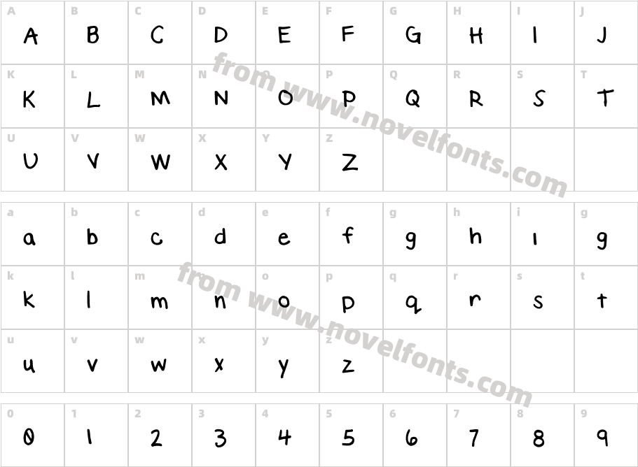 Elizabeth Handwriting MediumCharacter Map