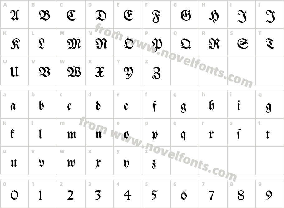 Breitkopf FrakturCharacter Map