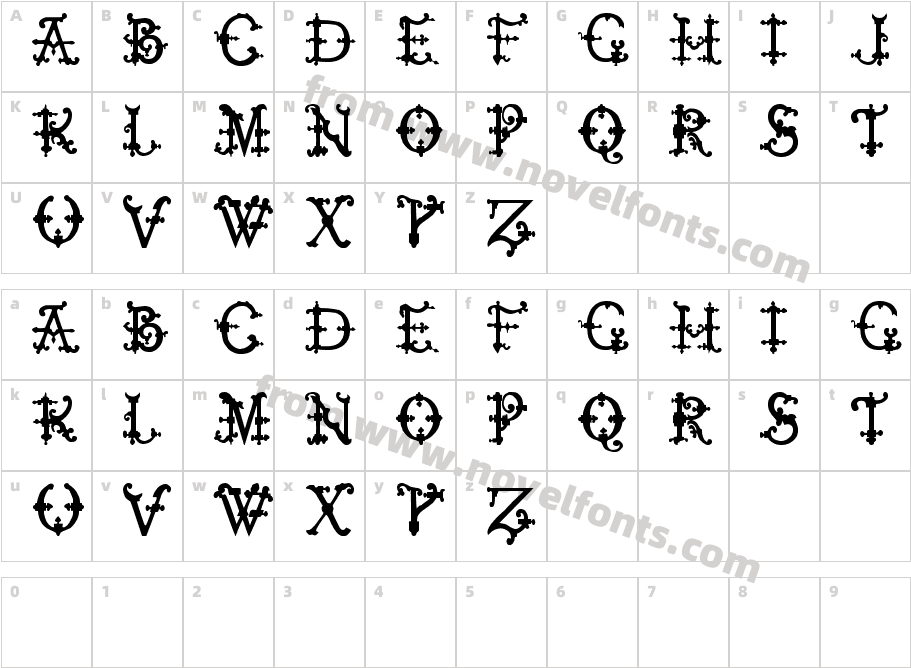 Elizabethan Initials tfbCharacter Map