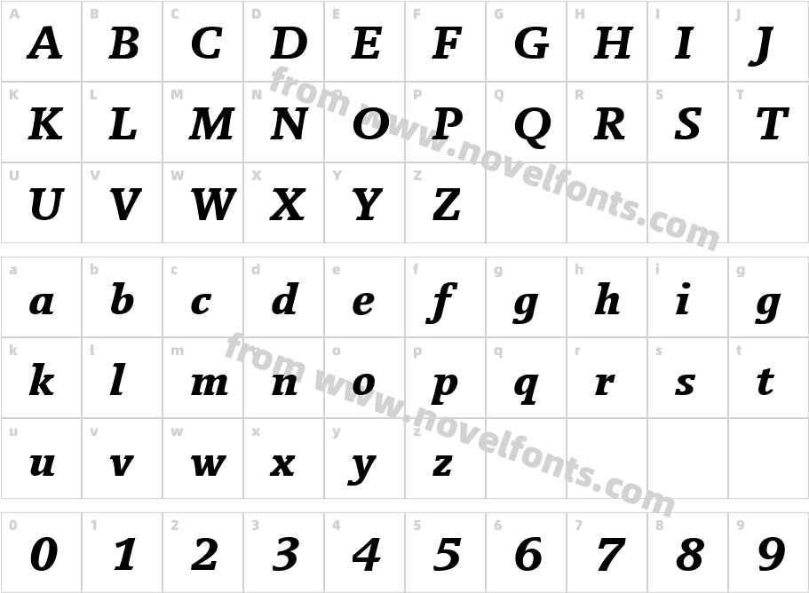 BreughelTBla_ItalicCharacter Map