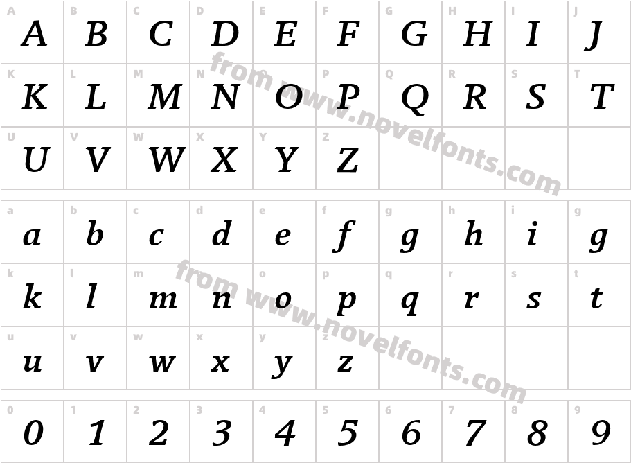 BreughelT_Bold_ItalicCharacter Map