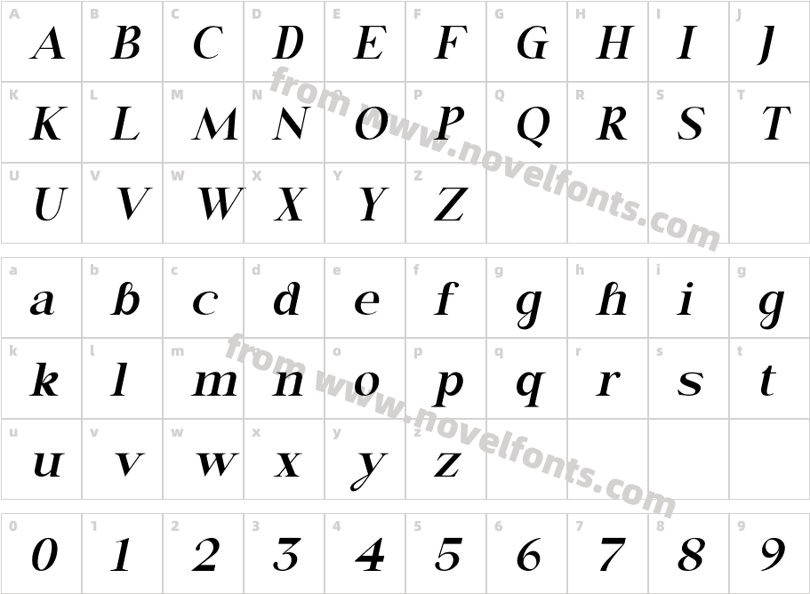 Brightag_ItalicCharacter Map