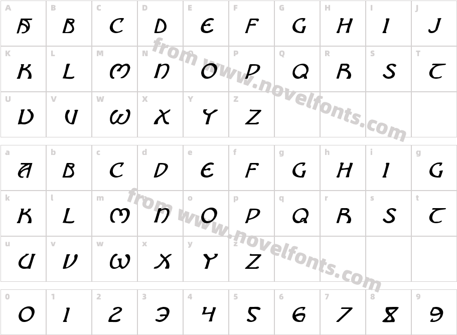 Brin Athyn ItalicCharacter Map