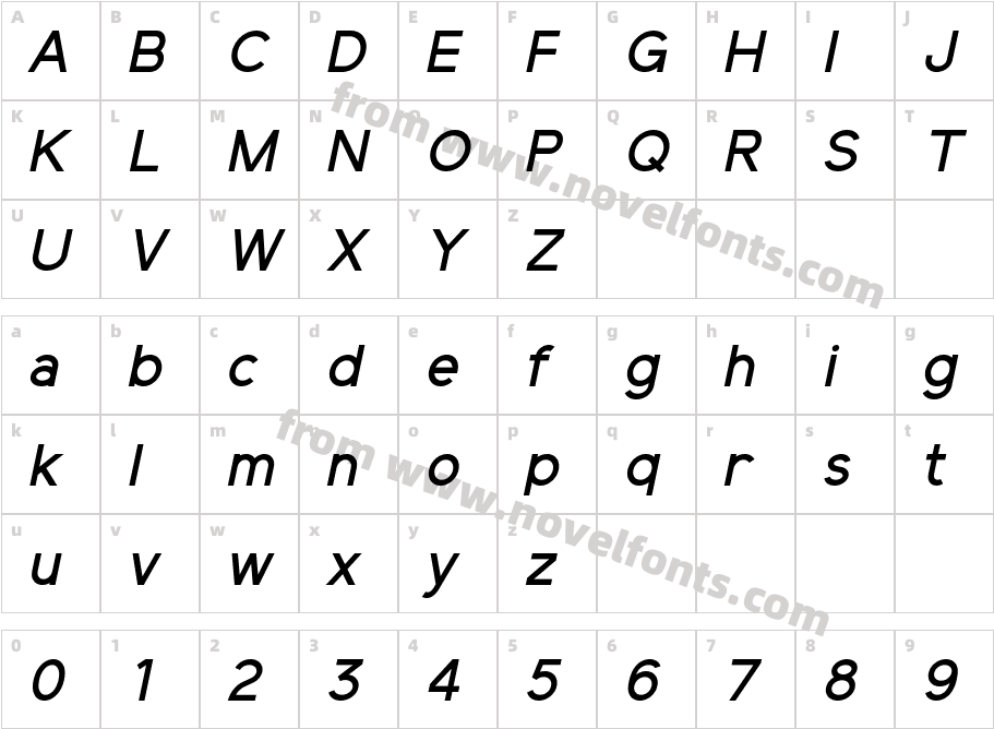 Elliot Sans Medium ItalicCharacter Map