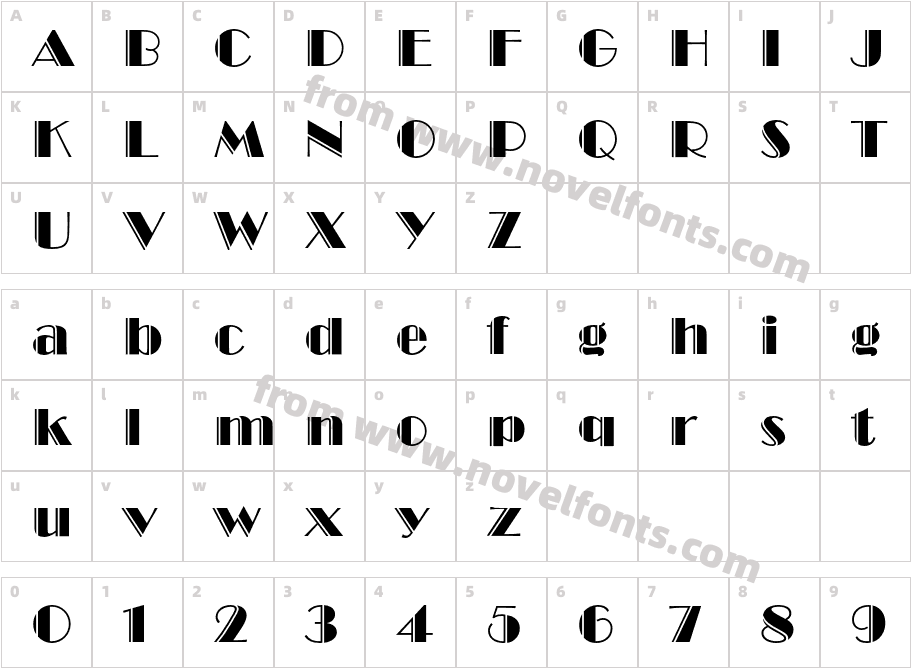 Broadway D OT Engraved RegularCharacter Map