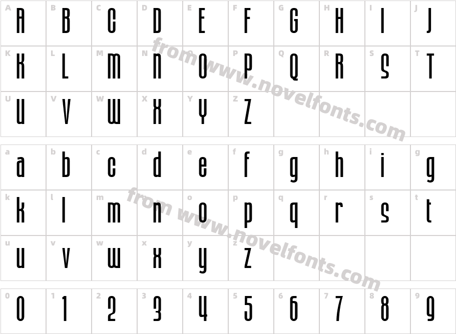 Bronex Bold ExpandedCharacter Map