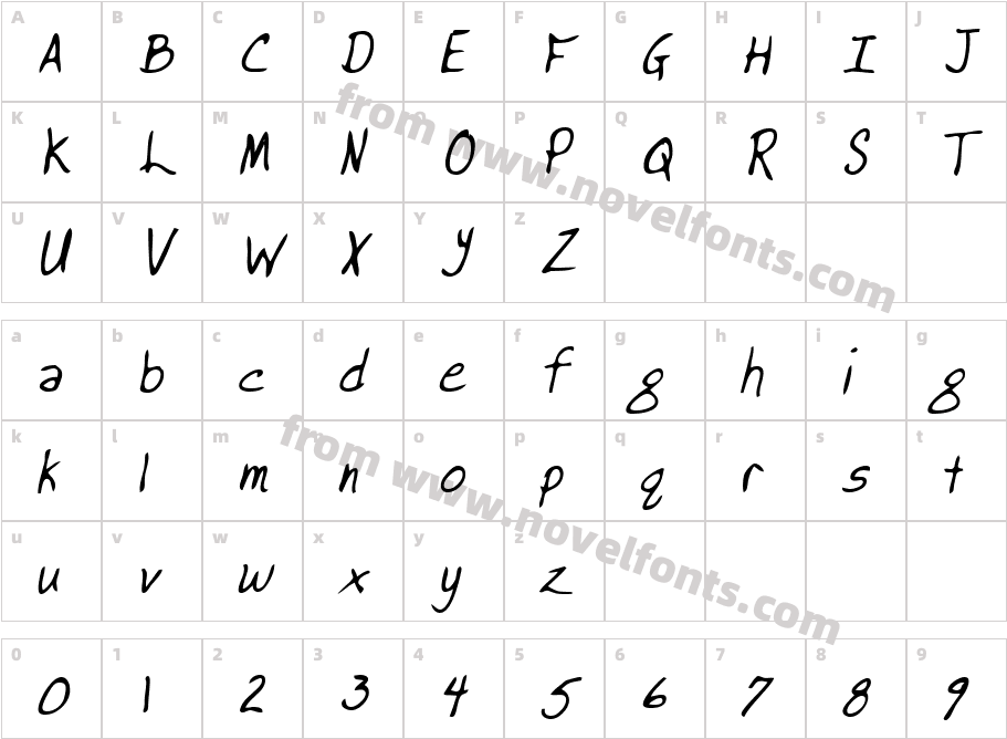 BrooksHand_ItalicCharacter Map