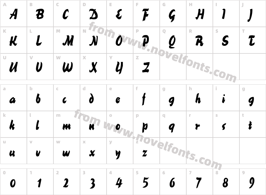 BrookscriptNarrow_RegularCharacter Map