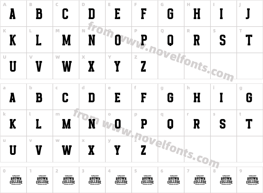 Brown College RegularCharacter Map