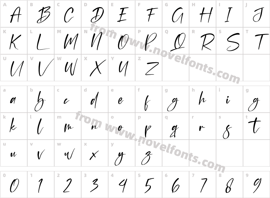 Brunella ItalicCharacter Map