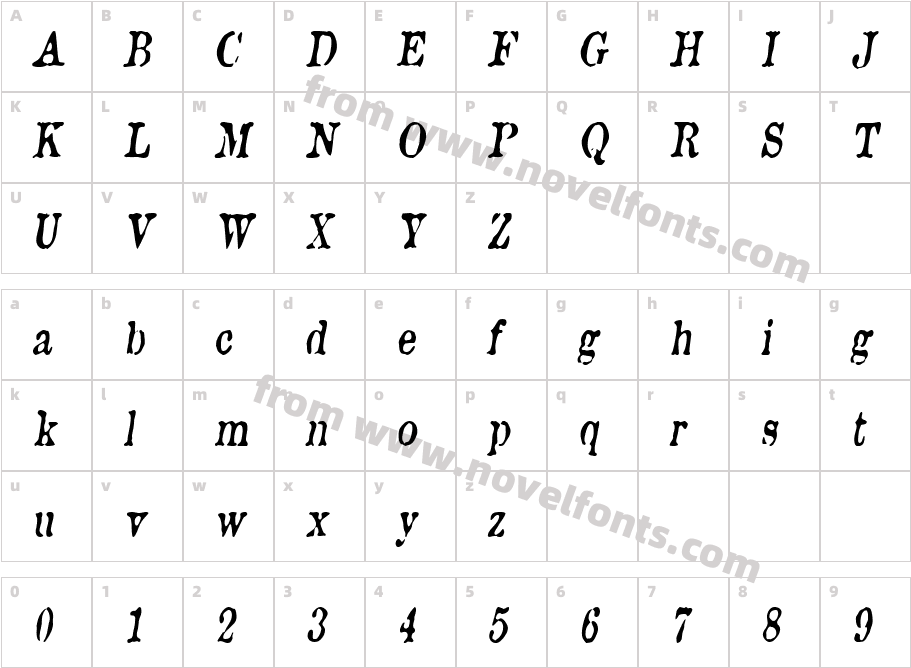 BrunineCnd_ItalicCharacter Map